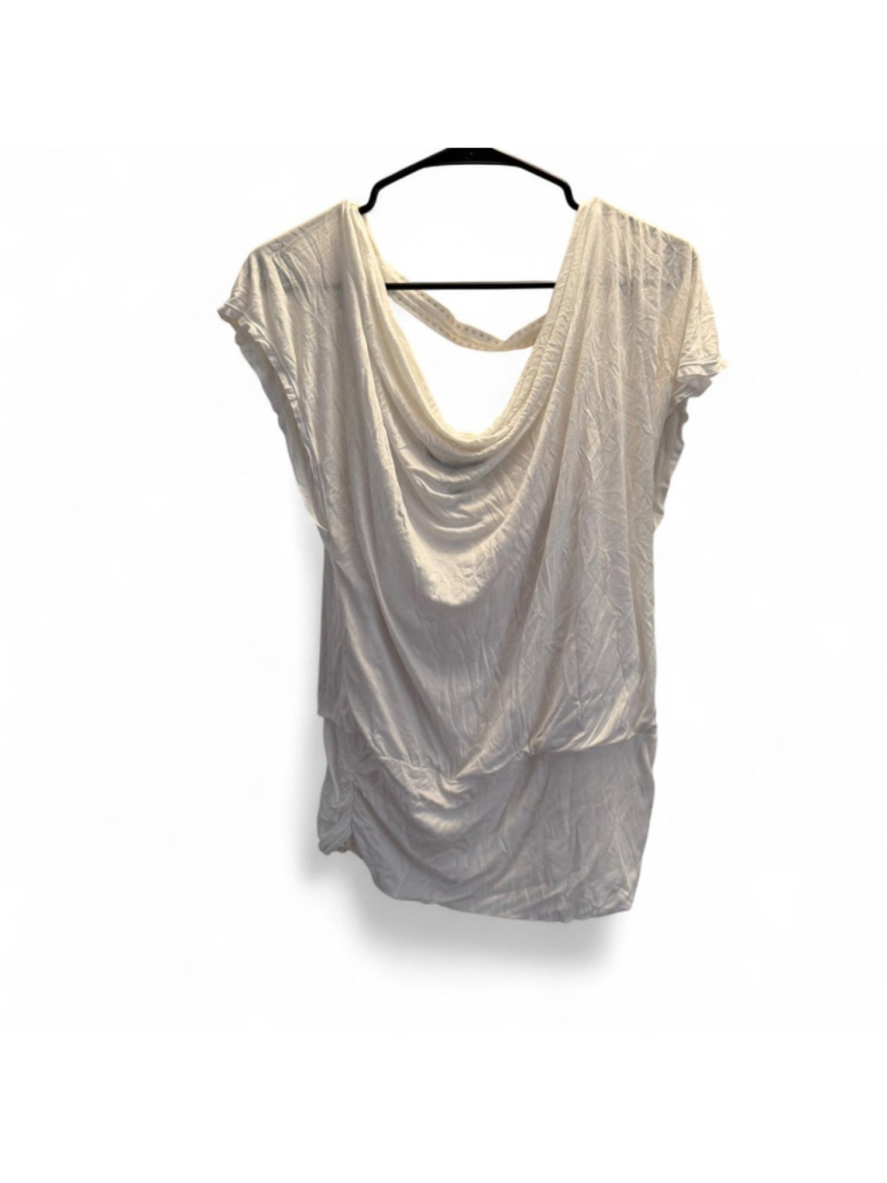 Vintage 2000s White House Black Market white drapey top with cowl neck and open